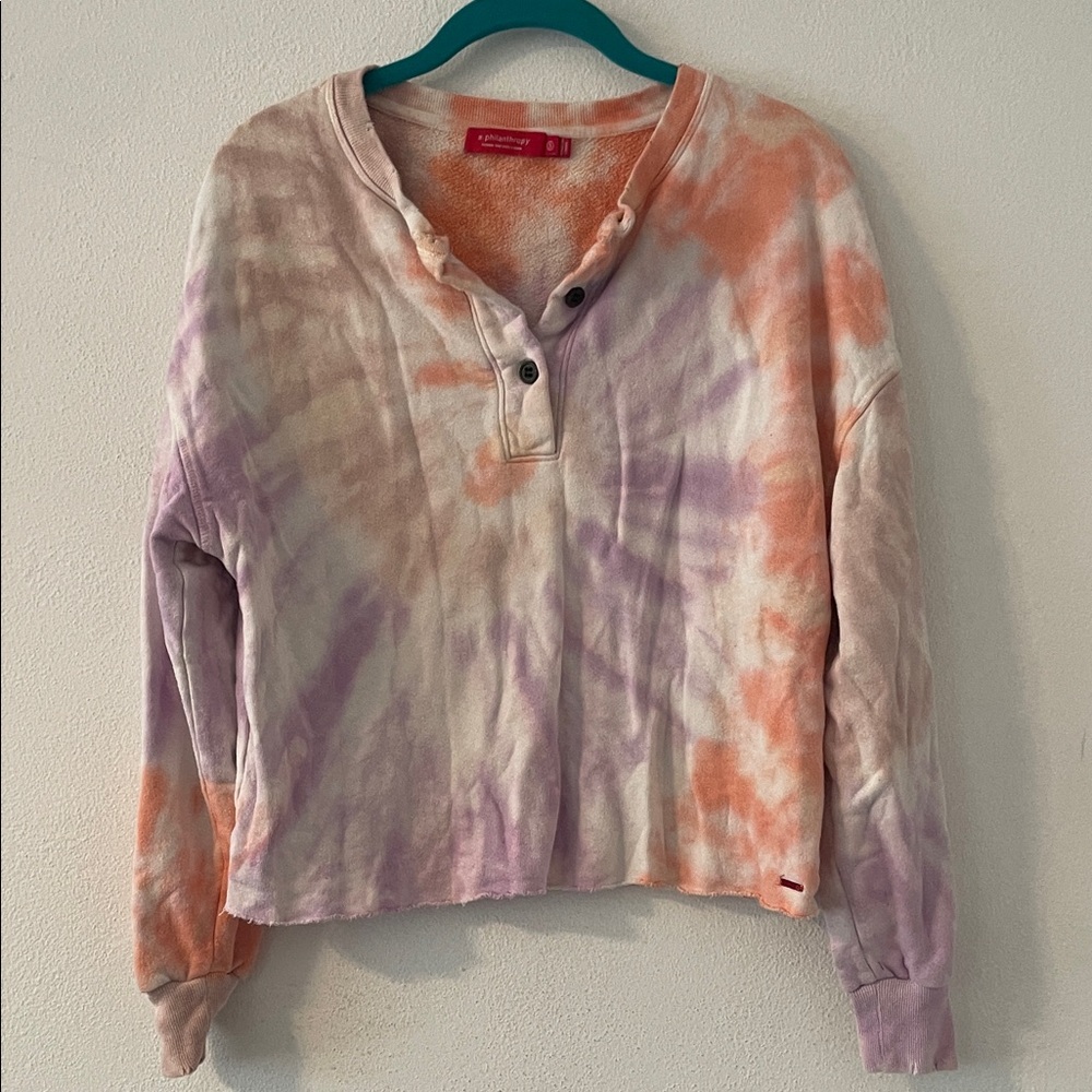 n:PHILANTHROPY Orange, Purple, & White Sweater Sz S